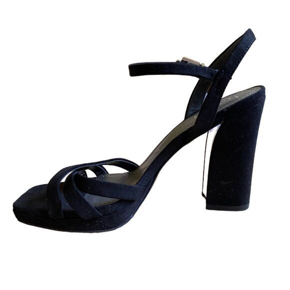 NEW Franco Sarto Damalis Platform Sandals Size 6.5 Heels in Black Galaxy Sparkle - Picture 8 of 16